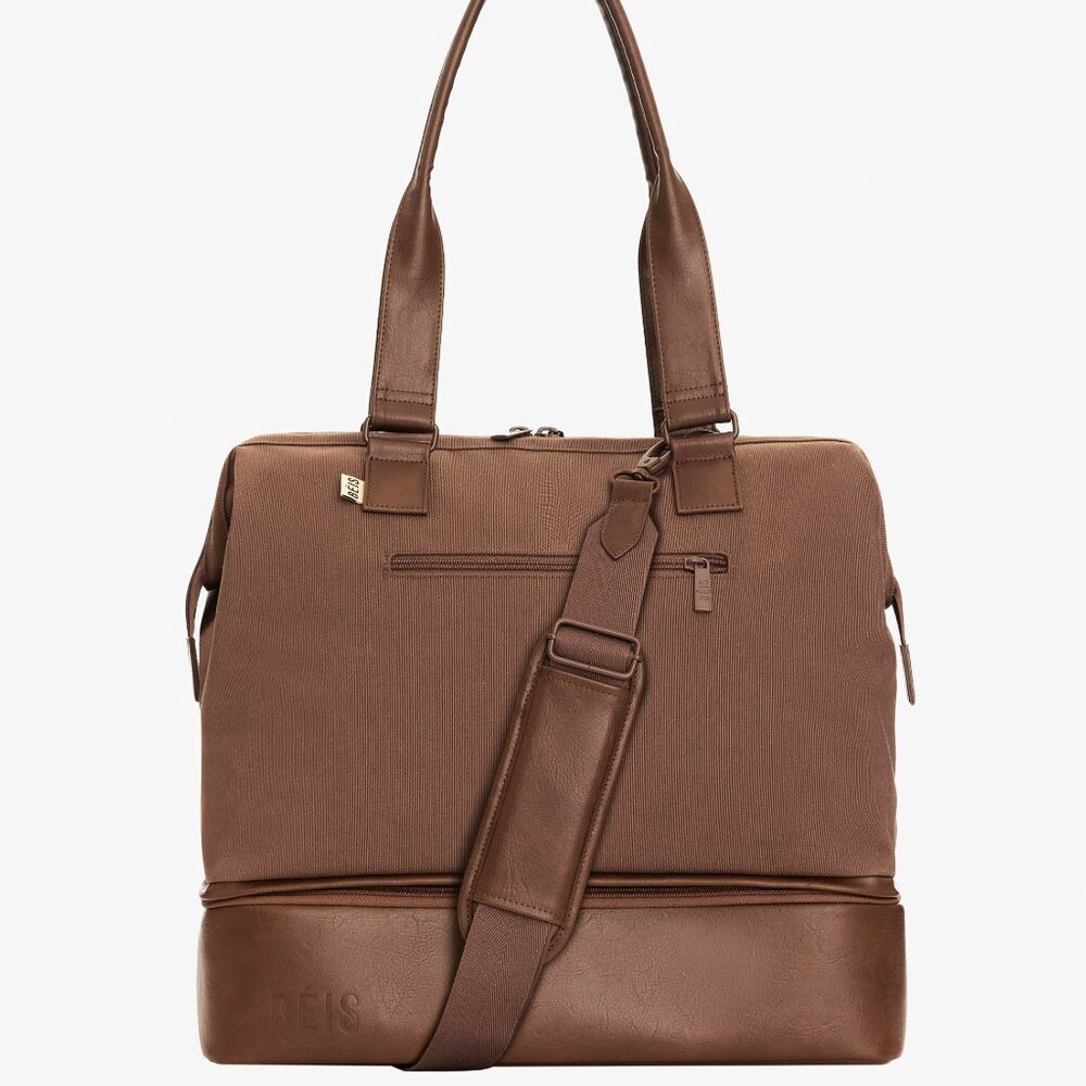 BEIS Convertible Mini Weekender | Maple Brown | Travel Bag Tote Luggage